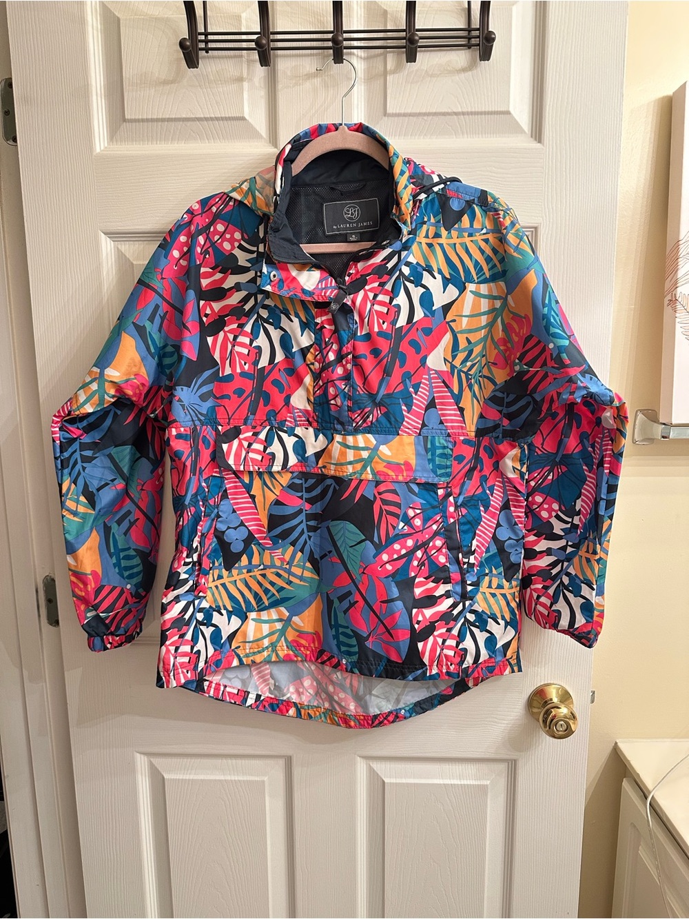 Tropical Print Windbreaker Jacket - Multicolor
